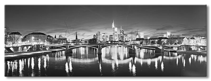 Leinwand Bild Frankfurt Skyline Schwarzweiss Panorama Spiegelung Licht Grossstadt Ebay